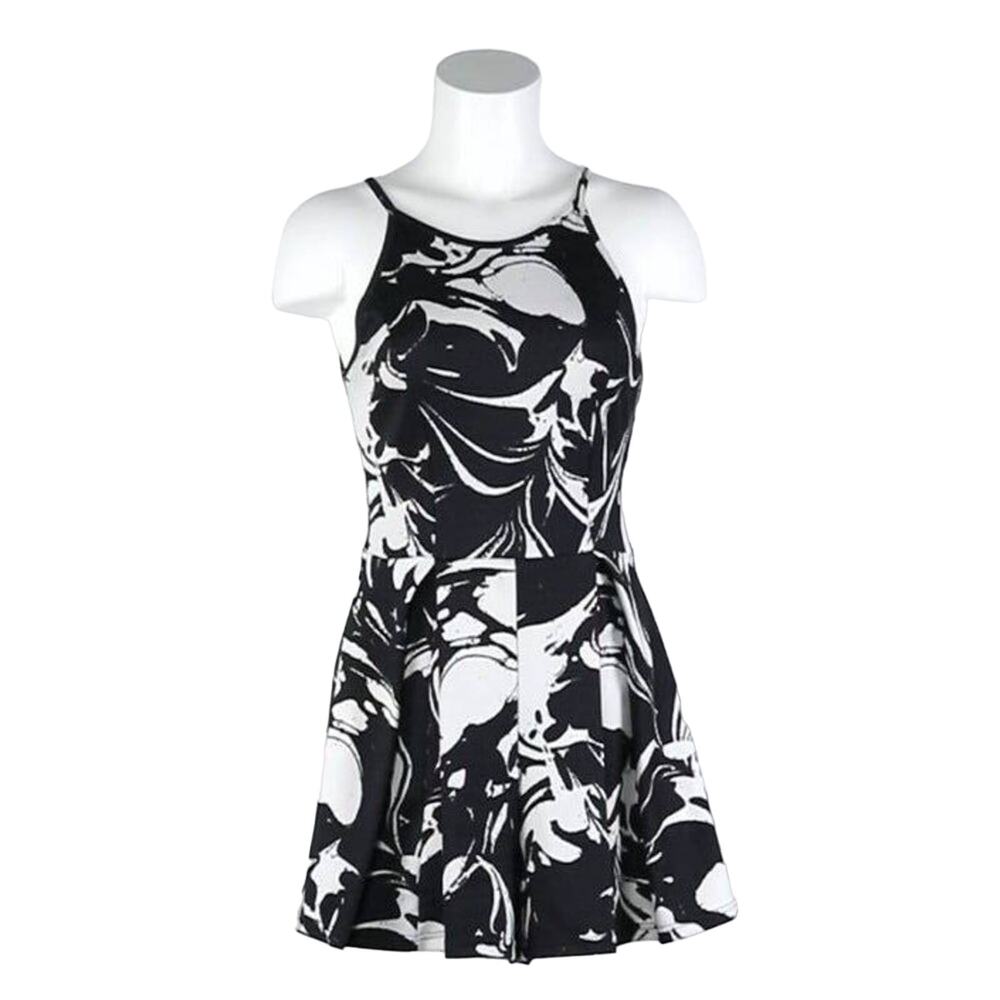 Topshop Women's Black White Floral Print Pleated Shorts Romper Size 4